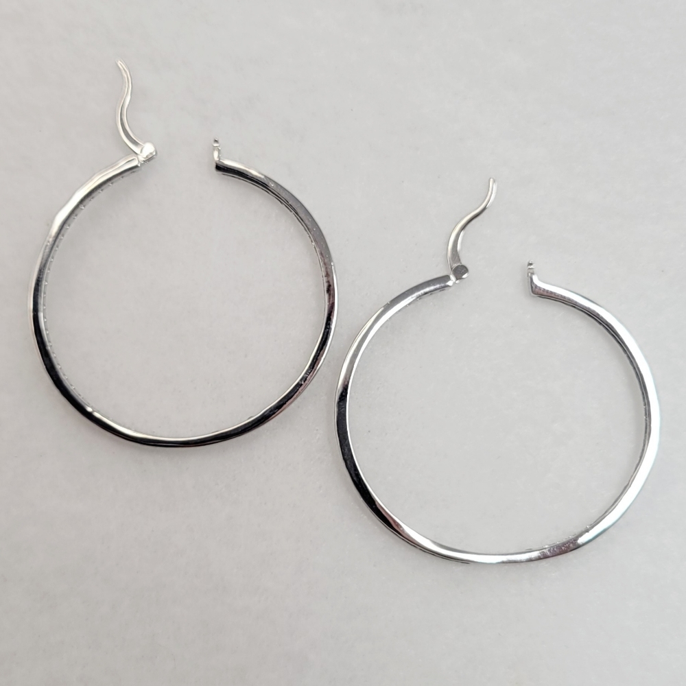 Sterling Silver 2" Black Spinel Hoops - Picture 10 of 12